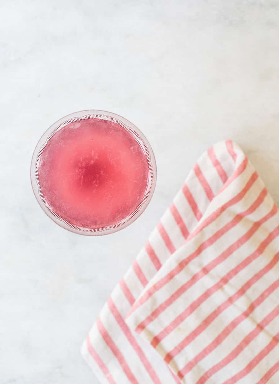 overhead picture of a cranberry cocktail.