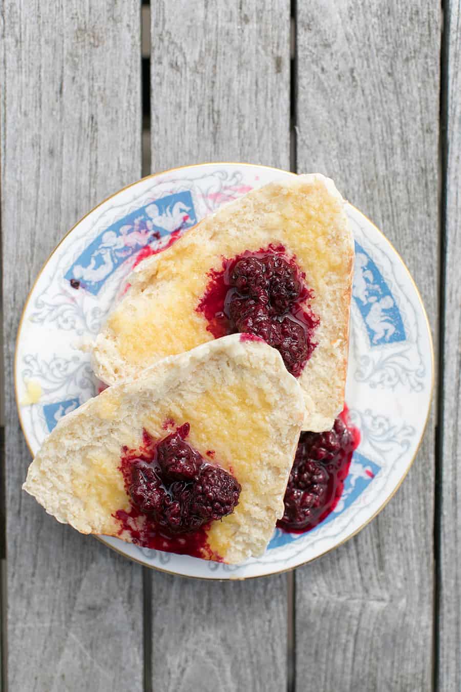 Irish soda bread with butter and jam