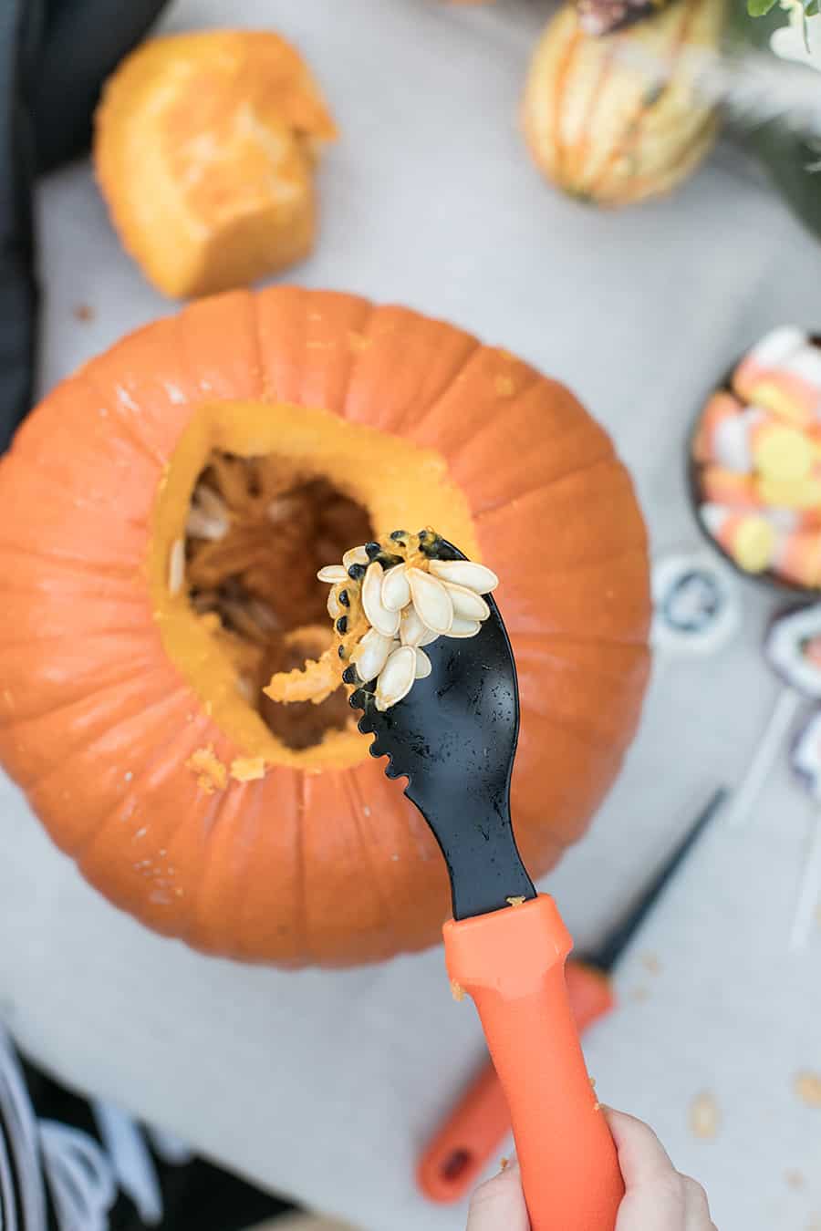 pumpkin being carved