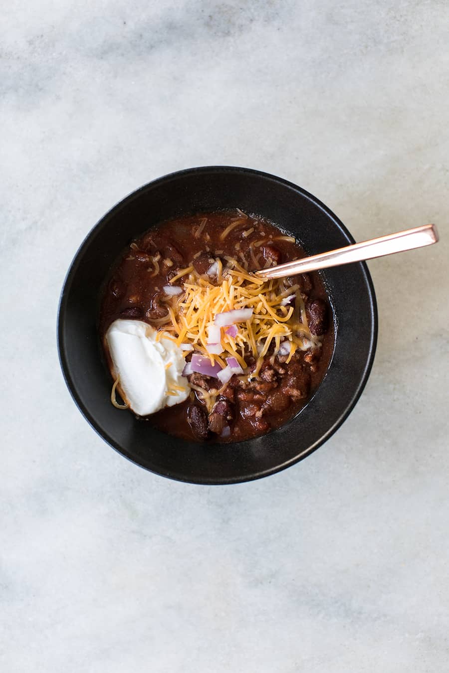 shot of best slow cooker chili recipe - ground beef