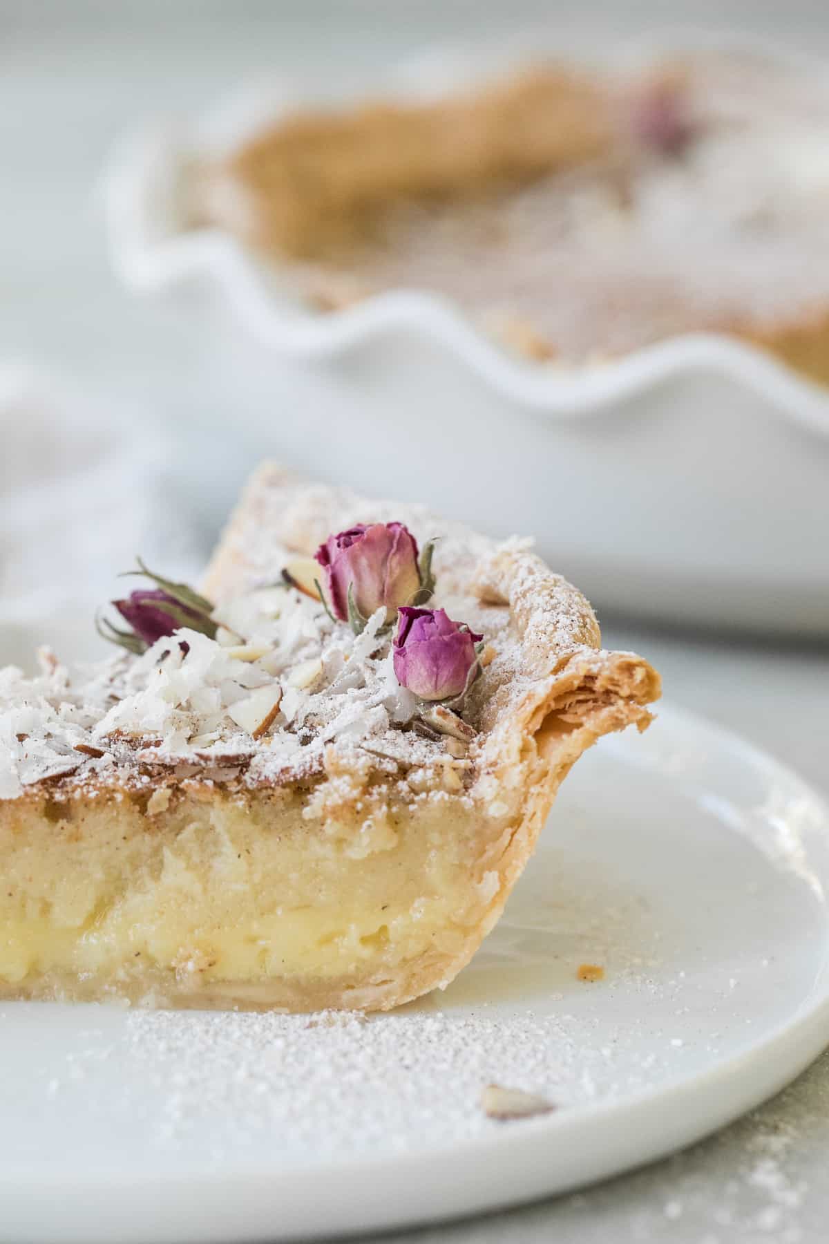 Slice of egg custard pie recipe