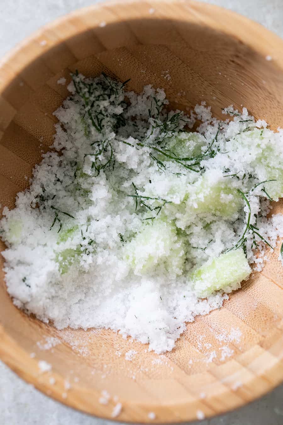 Dill and cucumber infused salt 