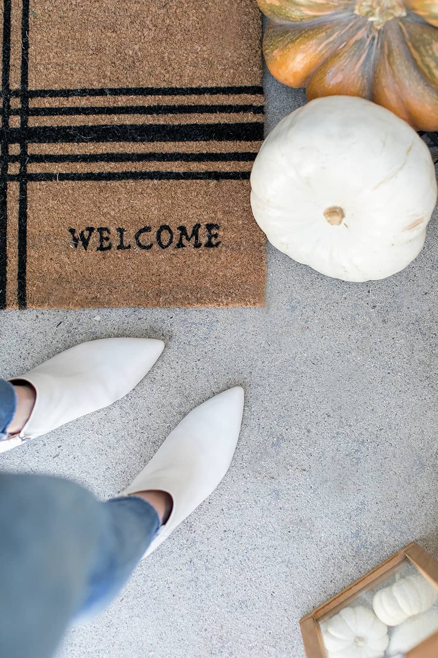 White boots on front porch 