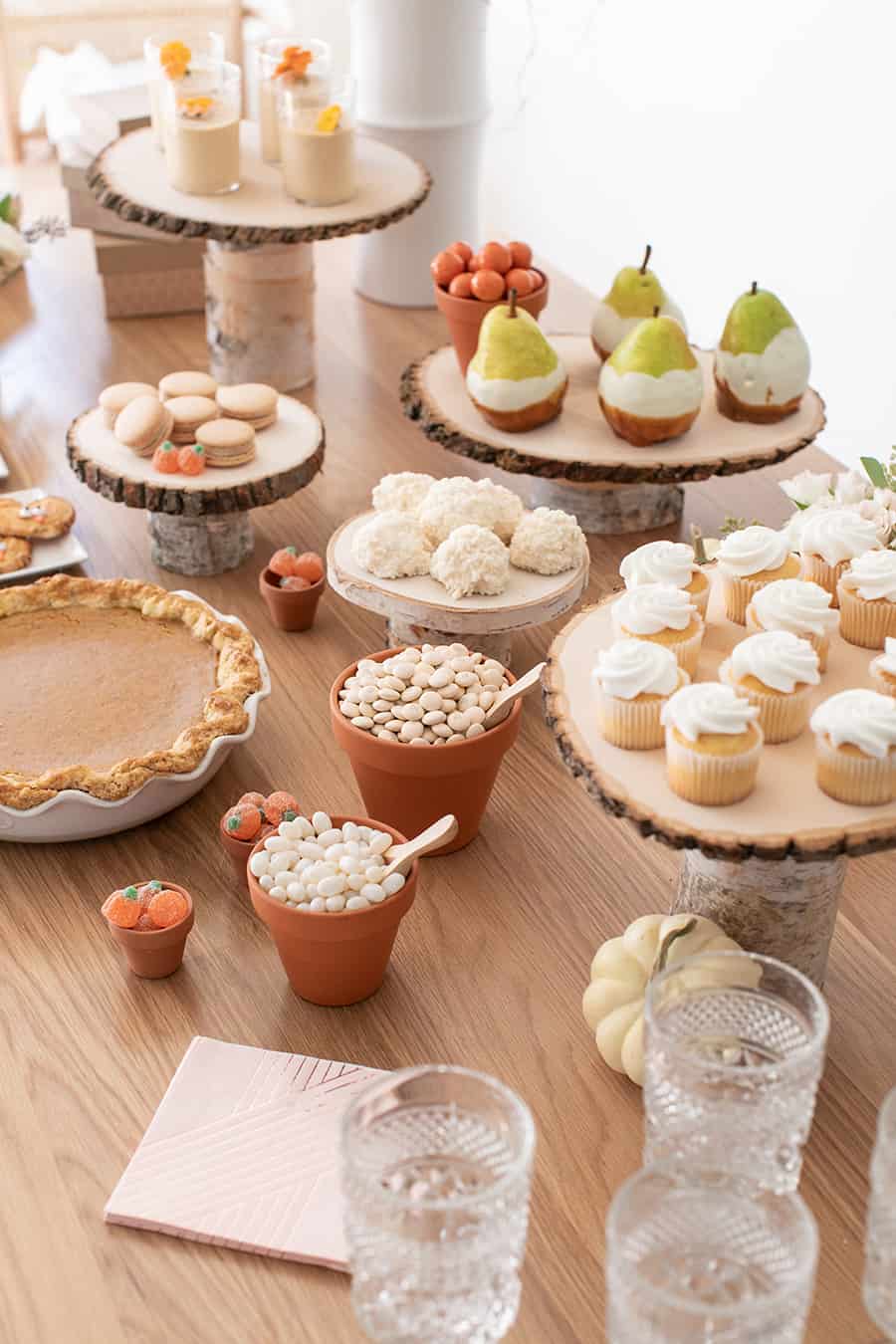 top down shot of dessert table