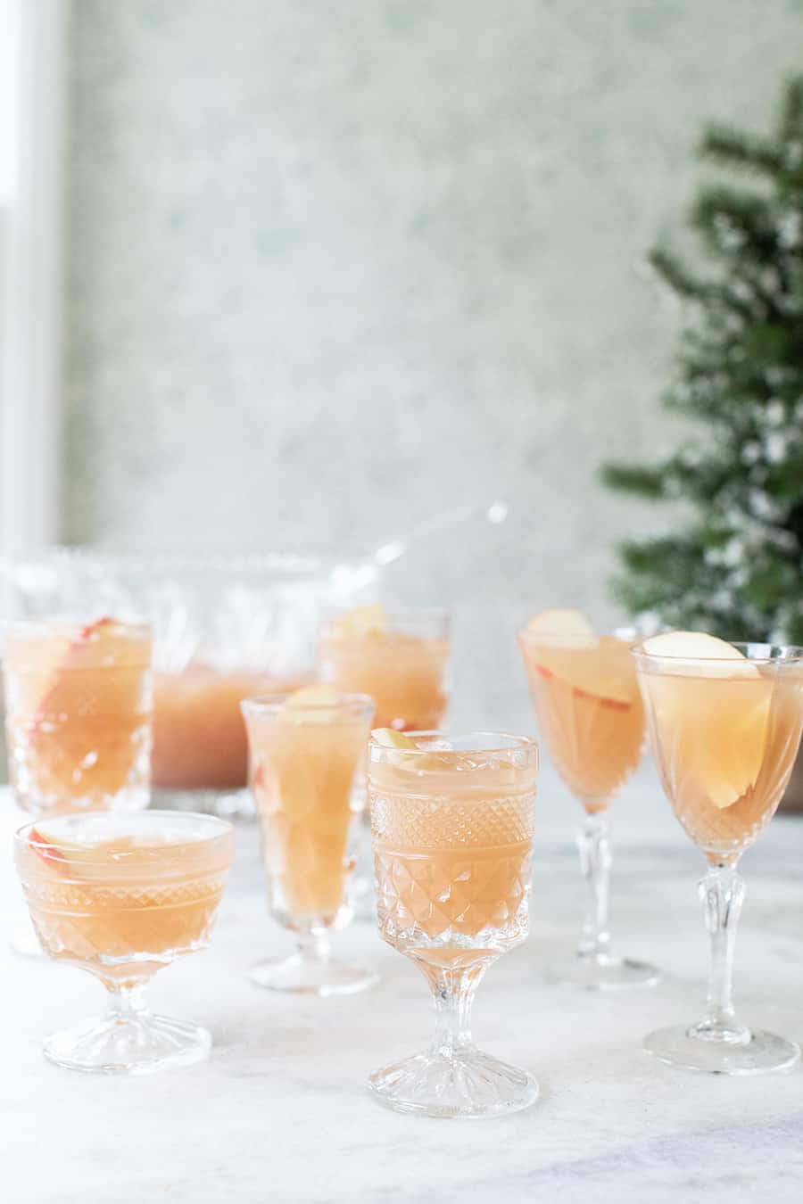 Vintage glasses filled with sparkling cocktail