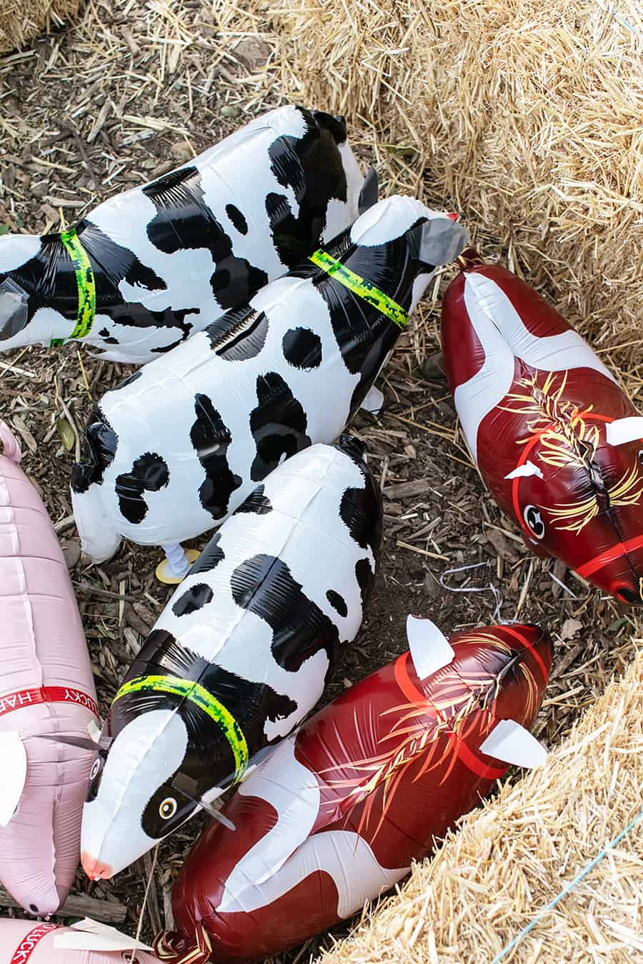 cow, horse and pig balloons