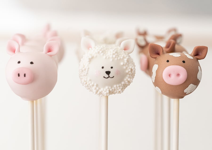 pig, lamb and cow cake pops