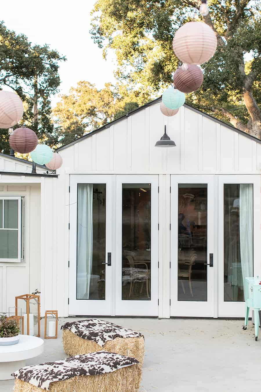 market lights and patio on house