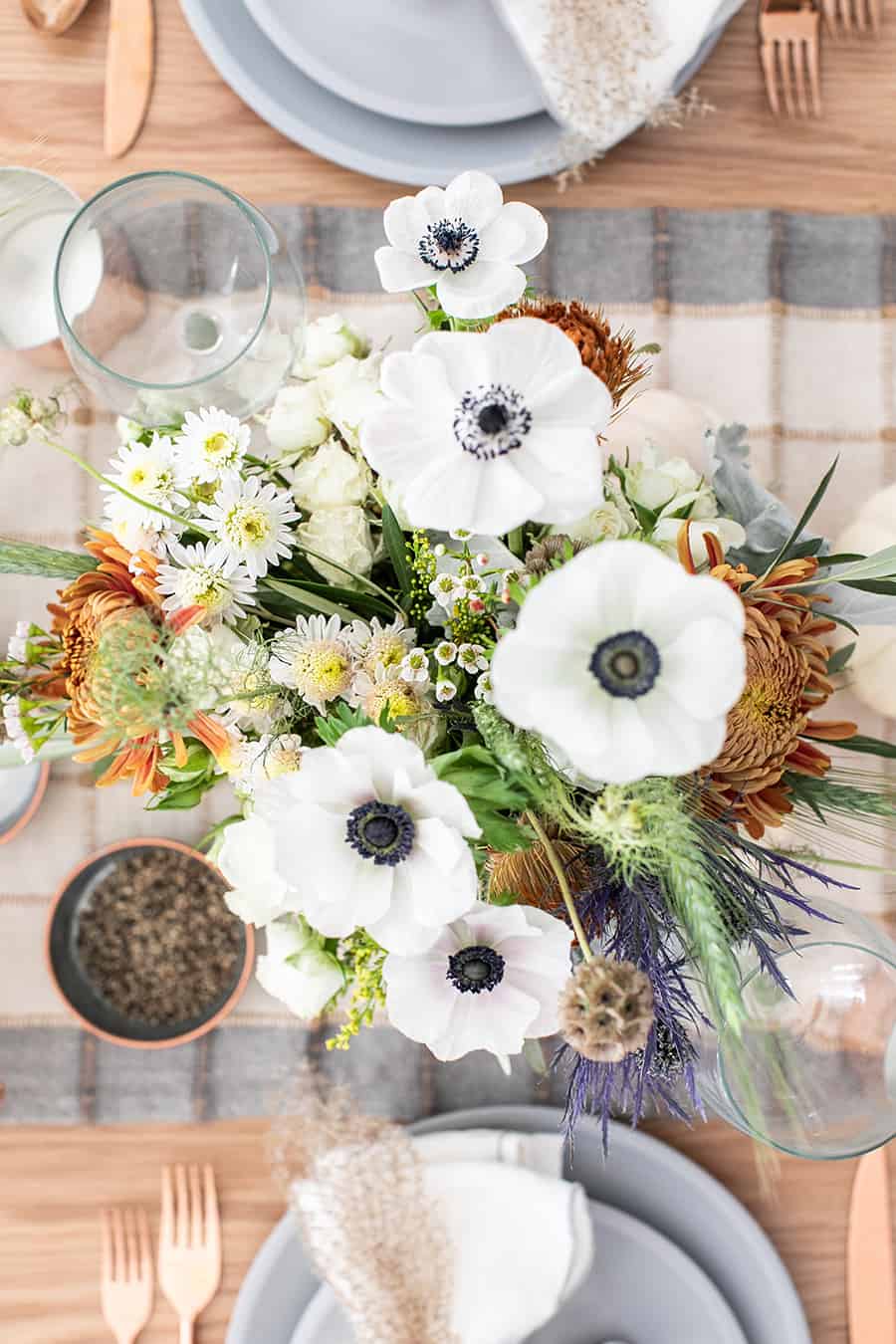 Overhead view of flowers for Thanksgiving. 