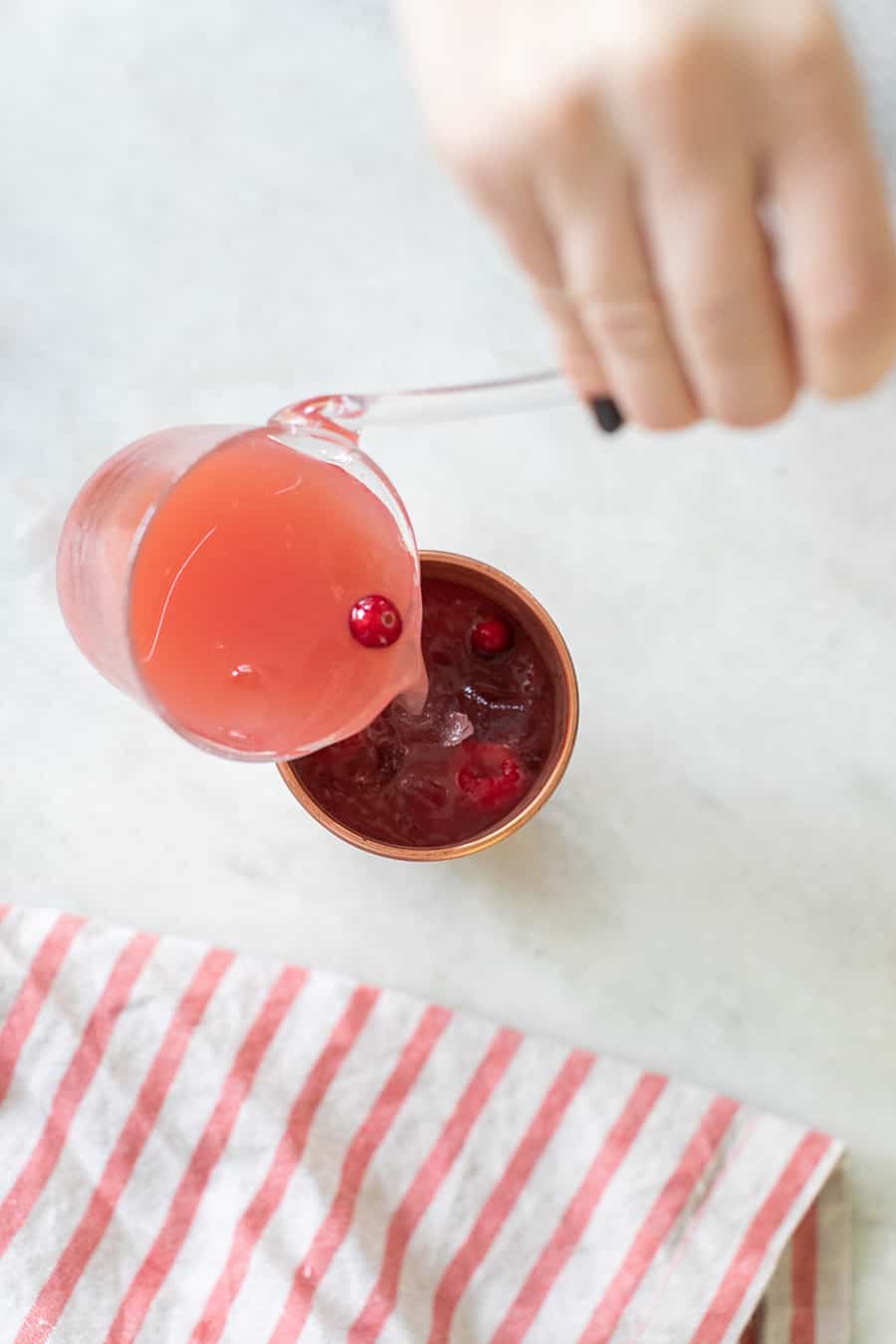 holiday punch poured into a glass