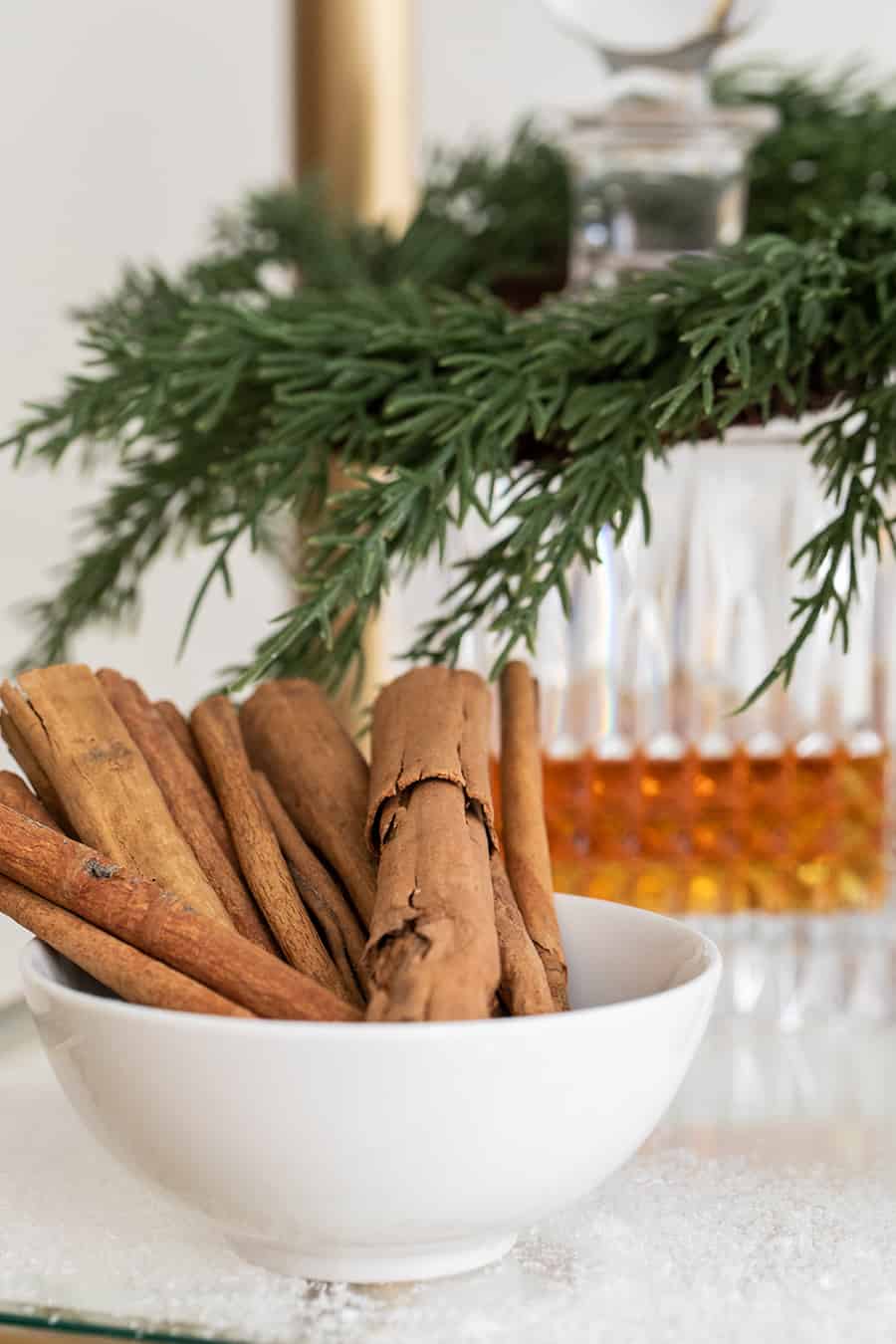 Cinnamon sticks in a bowl.