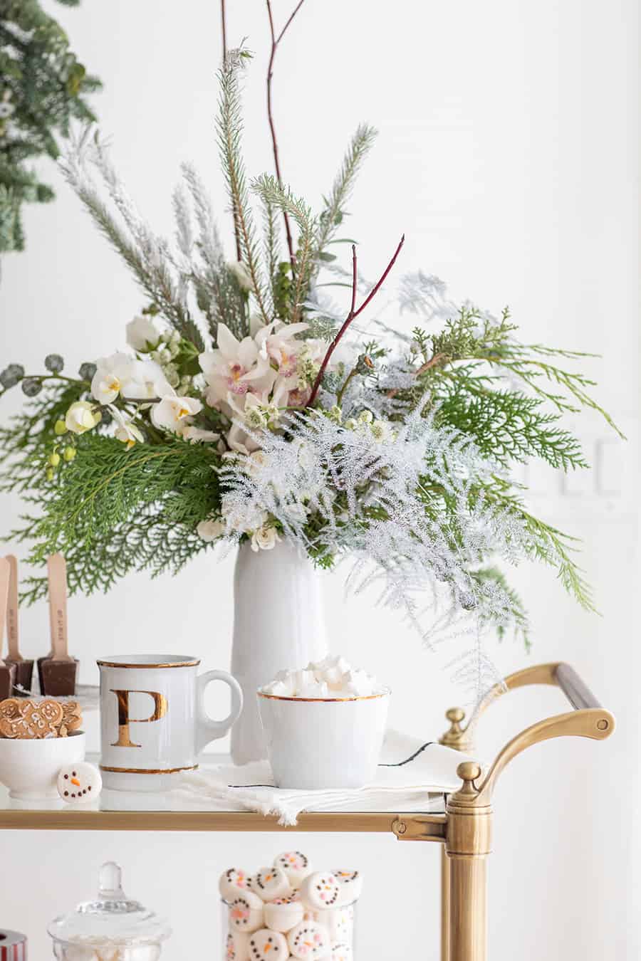 flowers on a hot chocolate board.