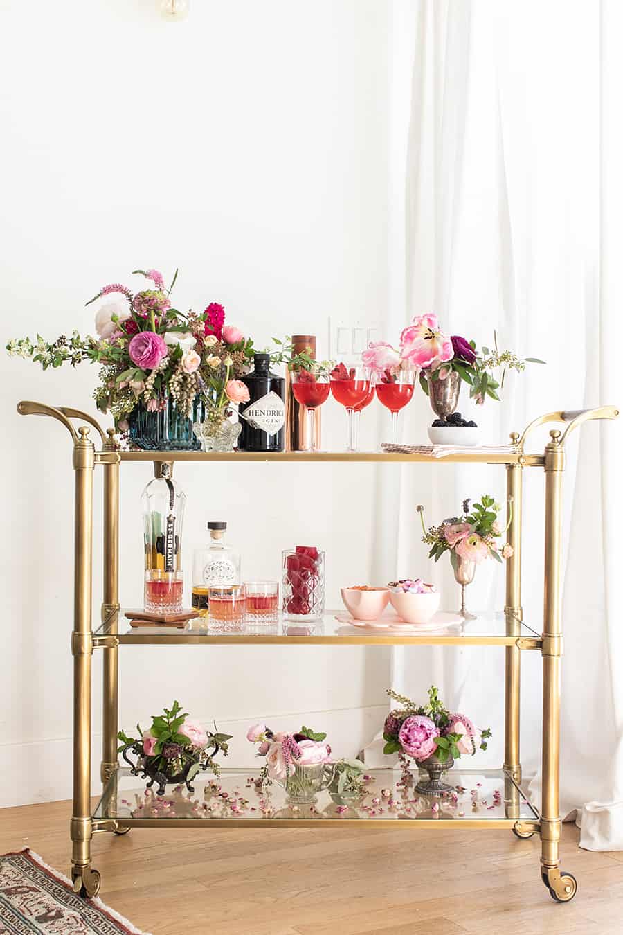 Full Gin and Flower Bar with charming details.