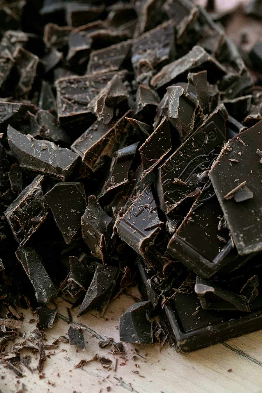 close up of chocolate chunks