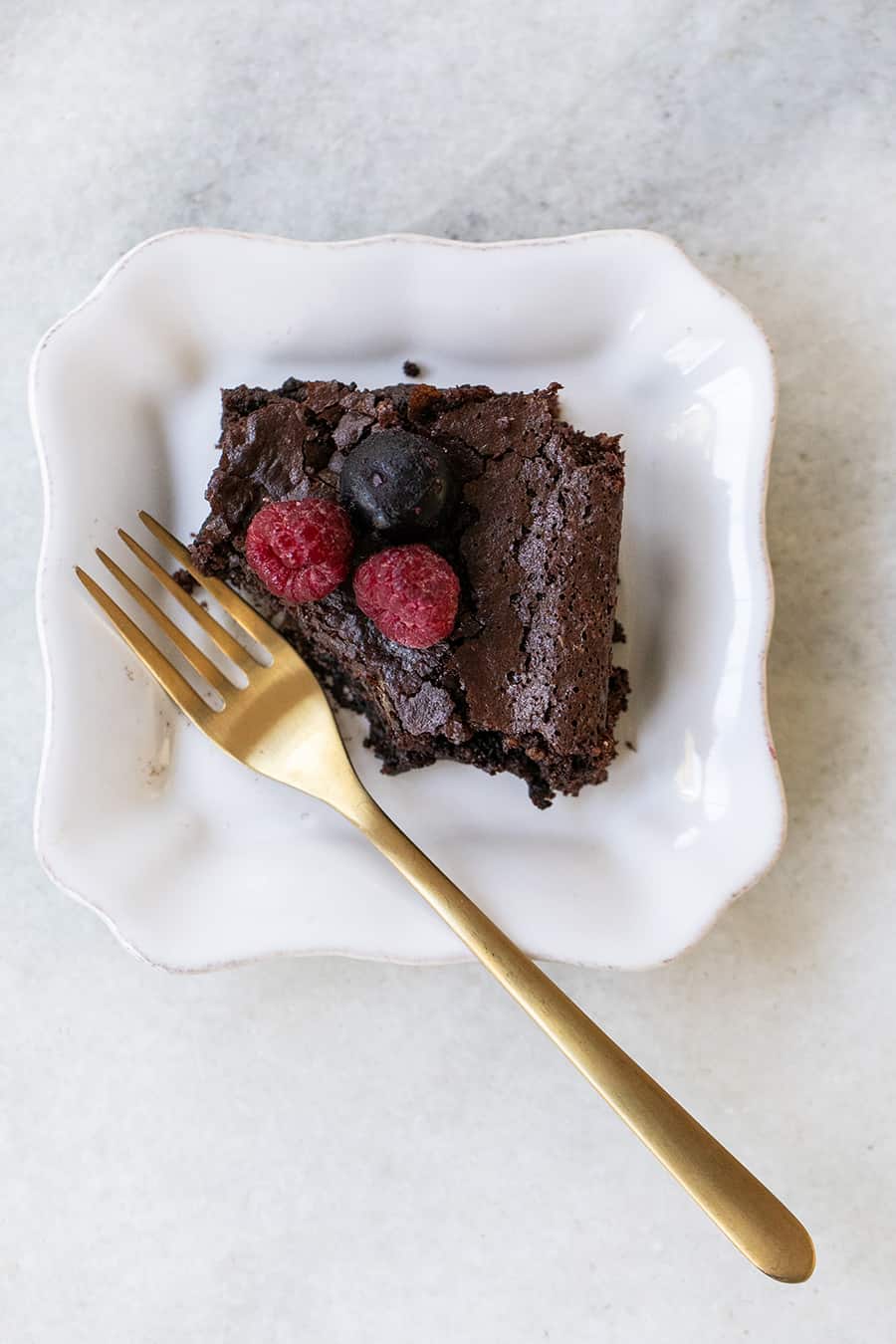 overhead shot of gluten free chocolate brownies