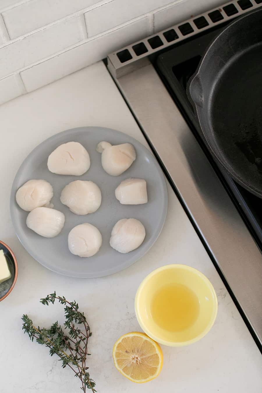 Making scallops for Valentine's Day Dinner. 