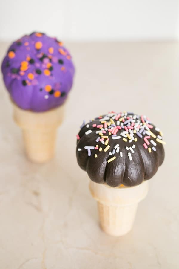 Pumpkin ice cream cones
