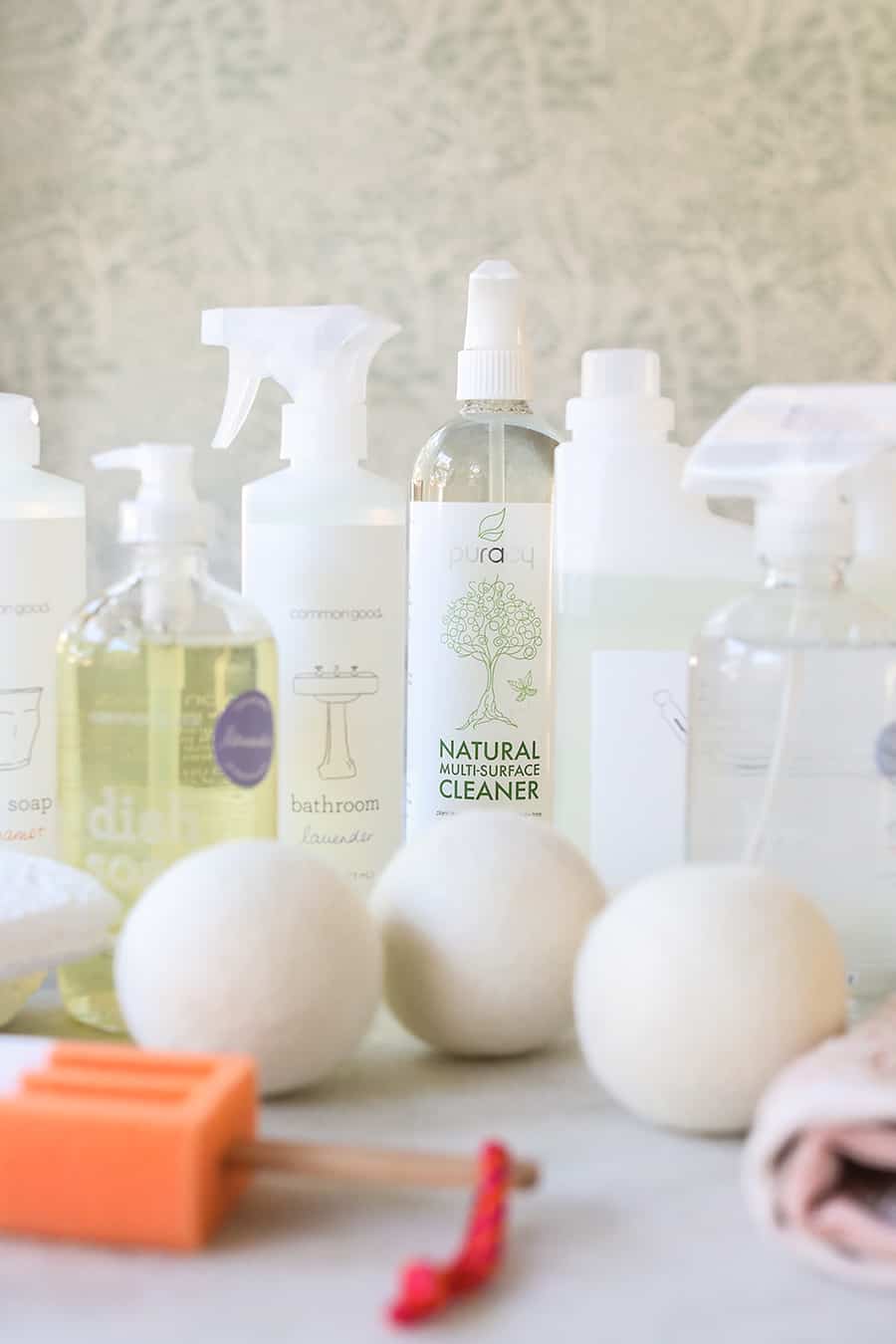 Eco friendly cleaning products and wool dryer balls