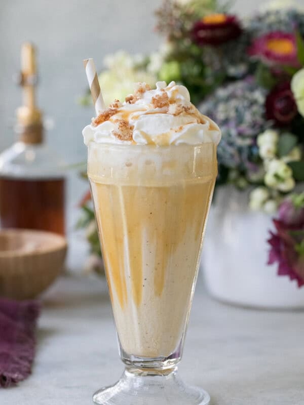 Caramel Coffee Milkshake with whipped cream and caramel.