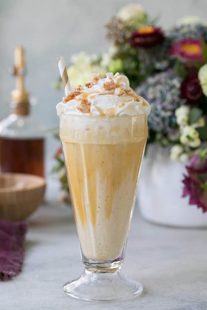 Caramel Coffee Milkshake with whipped cream and caramel.