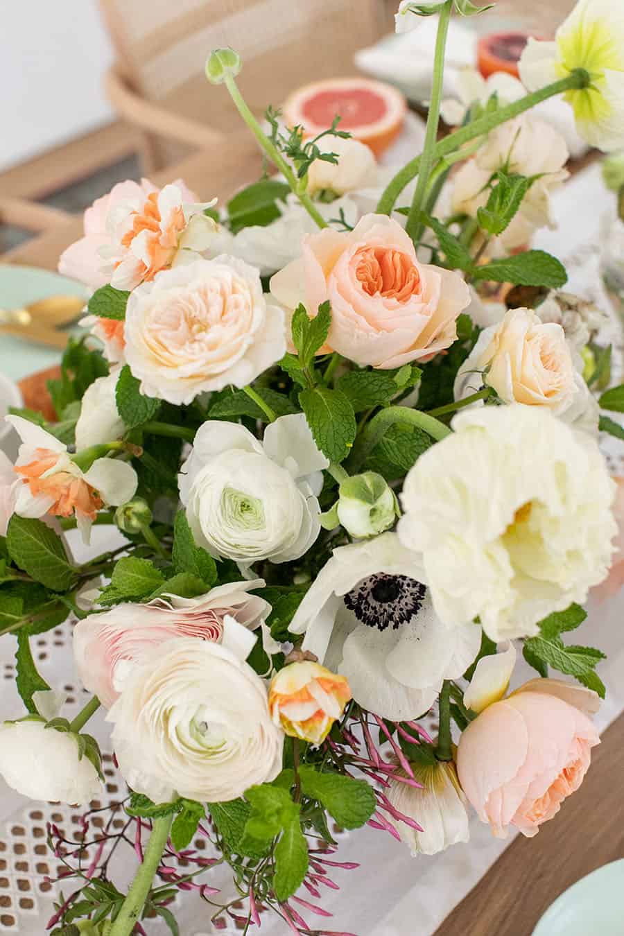 Flowers in a wooden table,