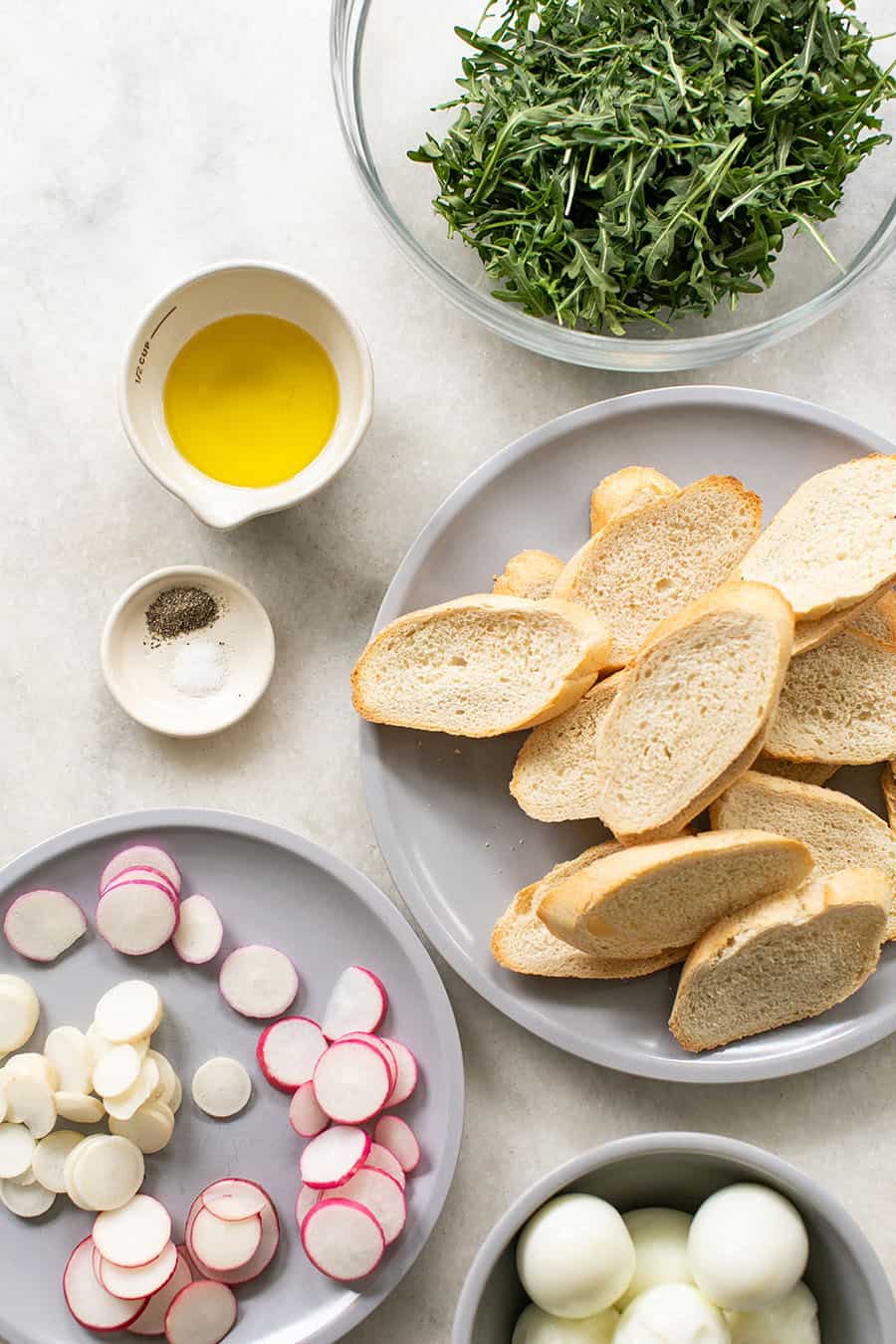 Ingredients to make a crostini recipe.