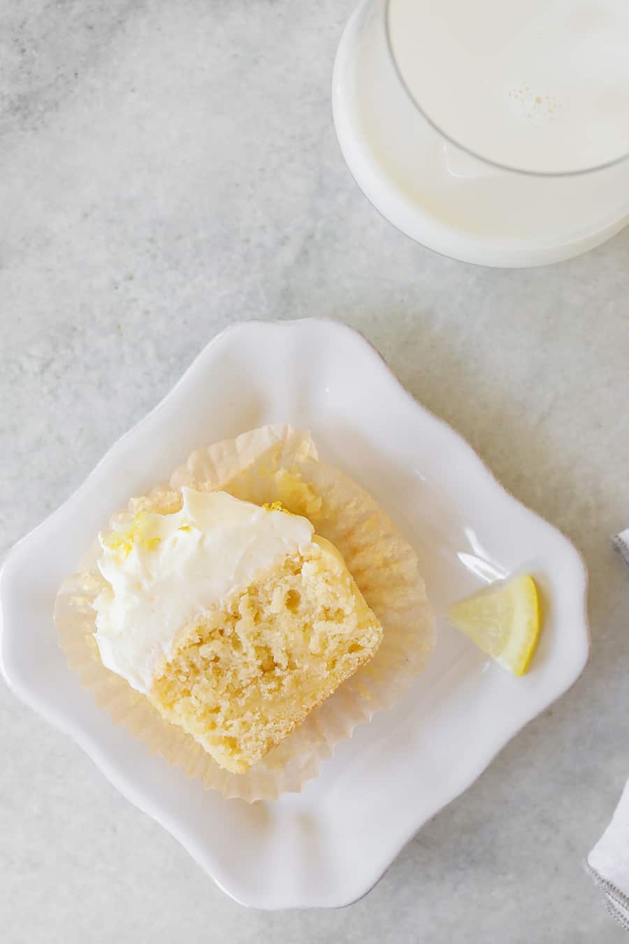 Slice of a lemon cupcake