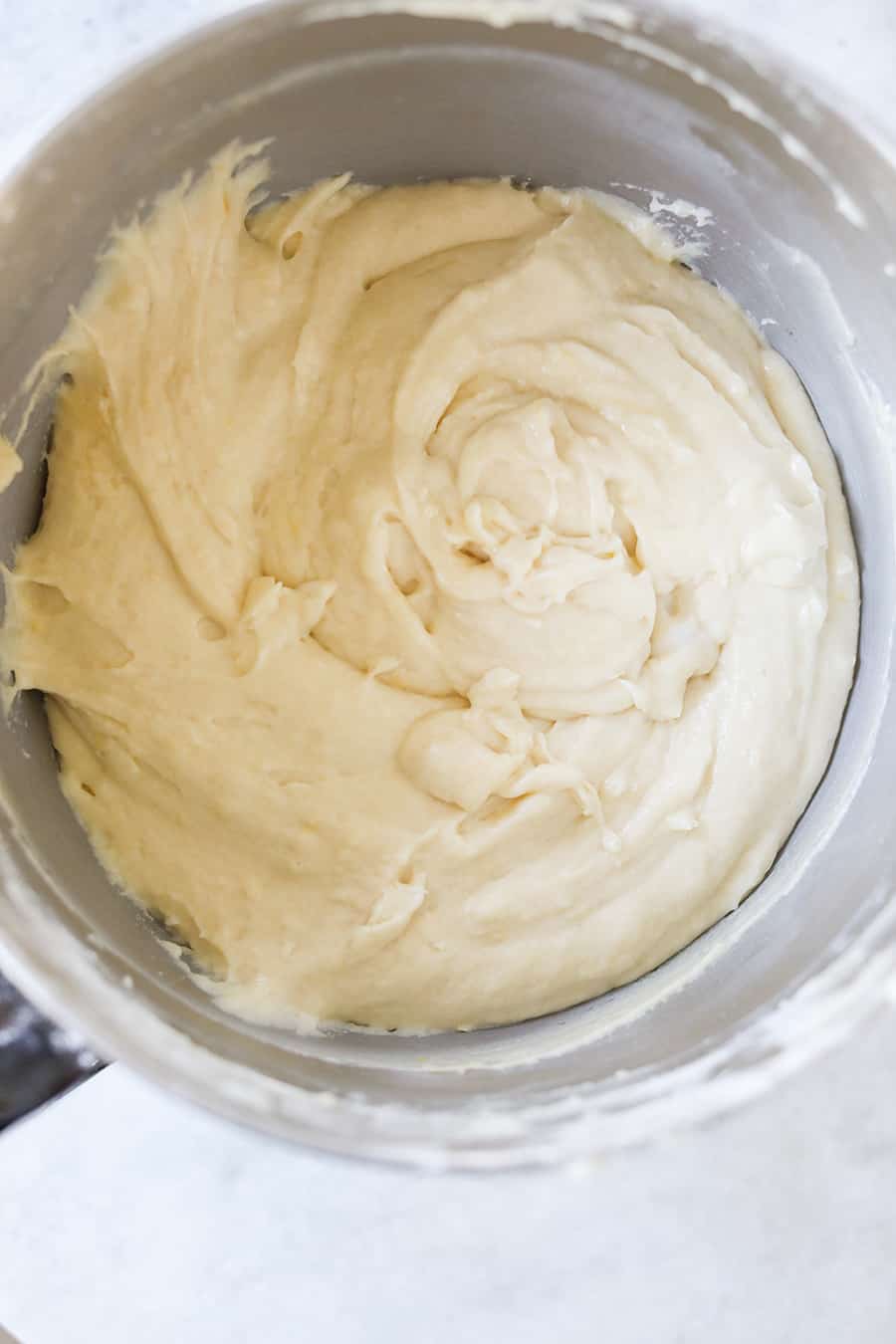 cupcake batter in a mixing bowl