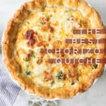 The best chorizo quiche recipe with graphic title