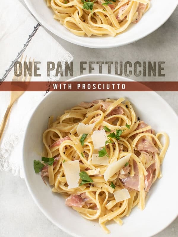 One Pan Fettuccine with Graphic Text