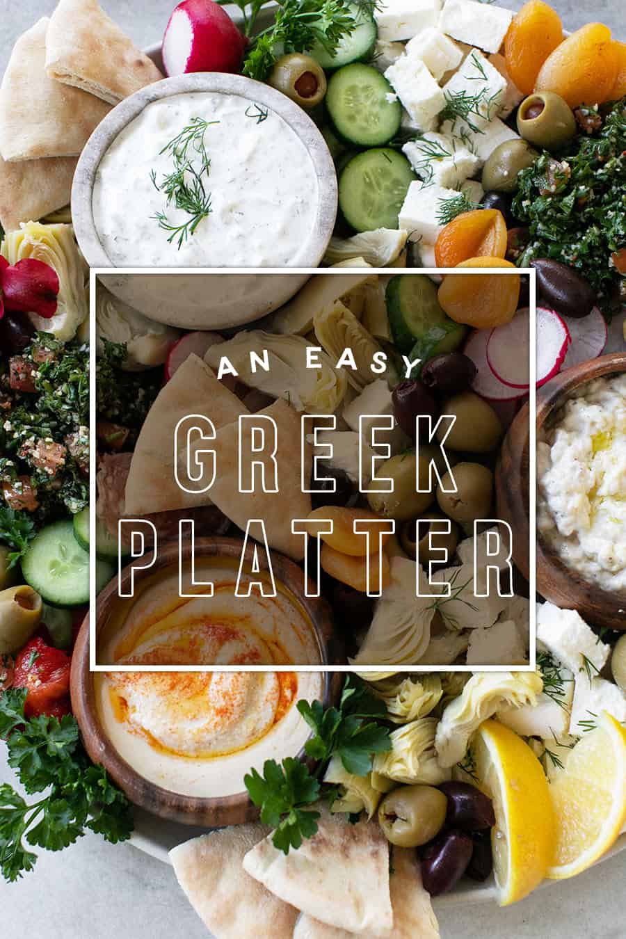 Easy Greek Platter with Graphic. 