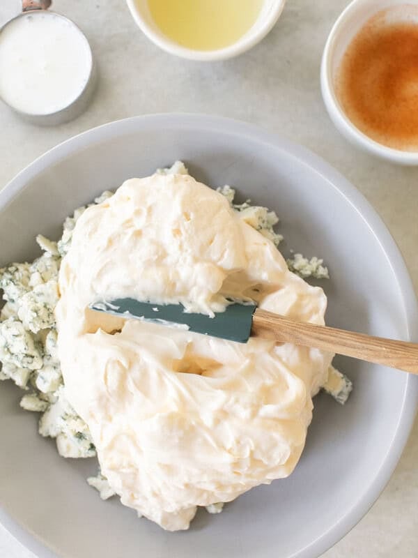Homemade blue cheese salad dressing for wedge salad.
