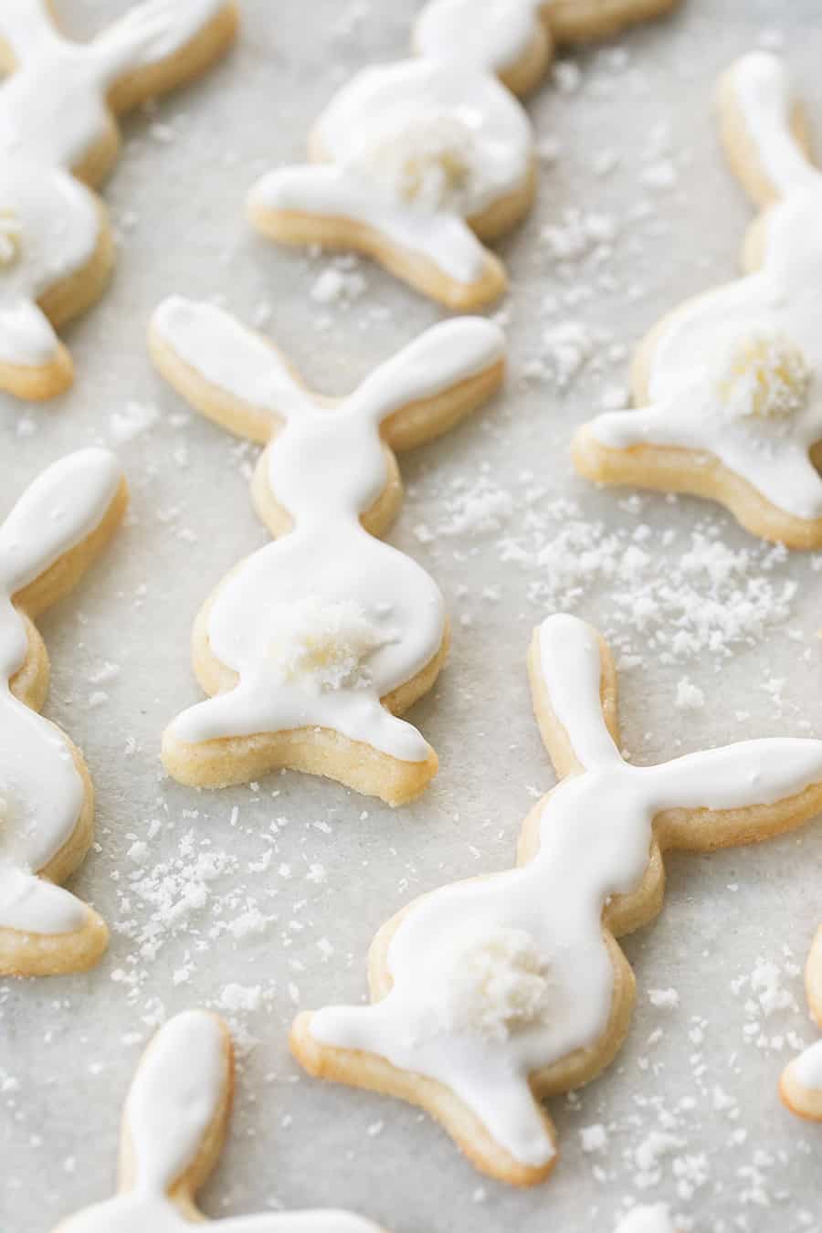 Bunny shaped sugar cookies.