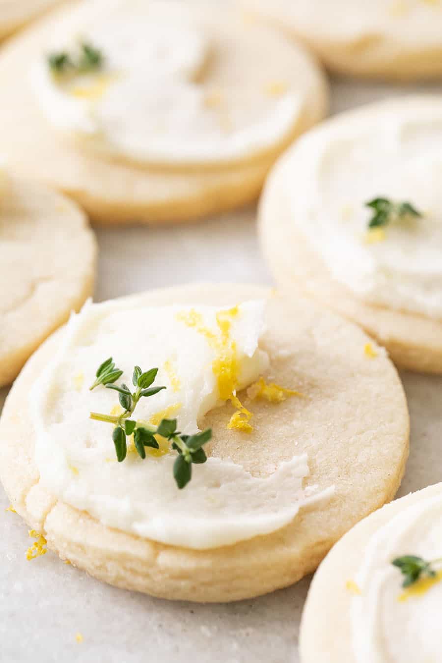 Lemon shortbread cookie with lemon frosting.