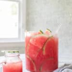 Watermelon Juice Cocktail Punch in a Punch Bowl