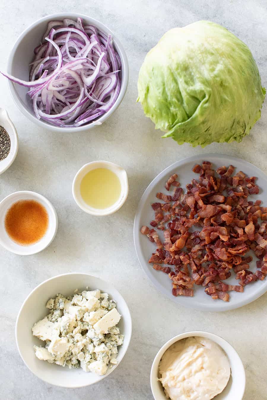 Ingredients for a wedge salad 