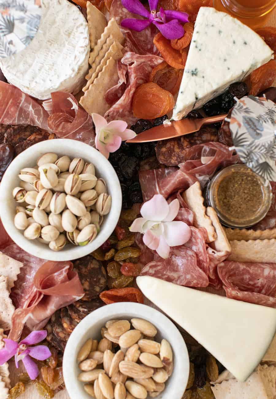 Cheese board for tropical summer party.