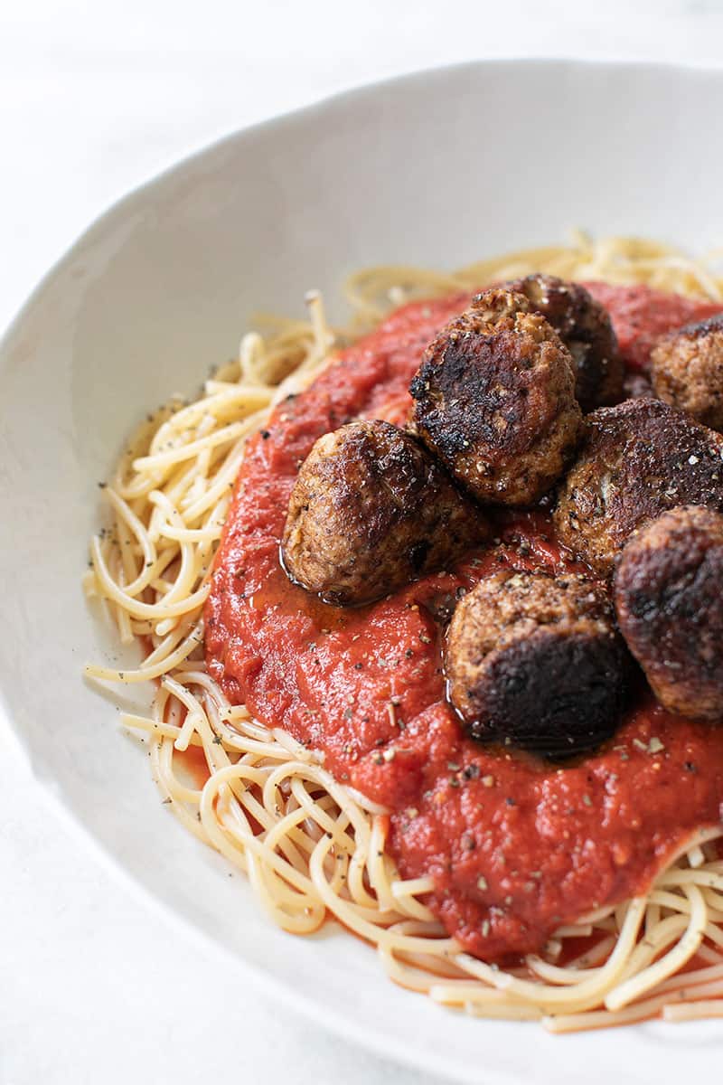 Meatballs in red sauce.