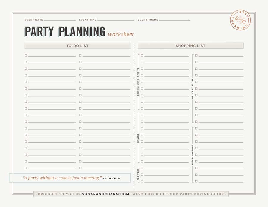Party Planning Printable 