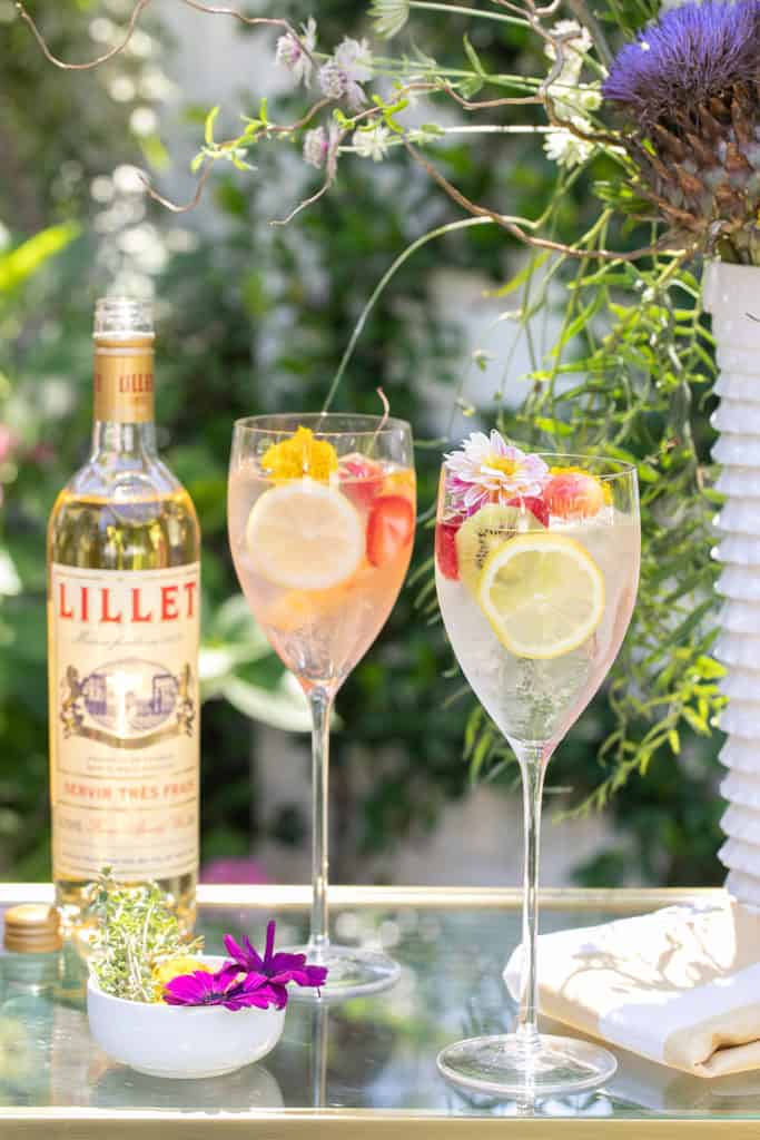 Spritzer bar for brunch birthday party with fresh juices