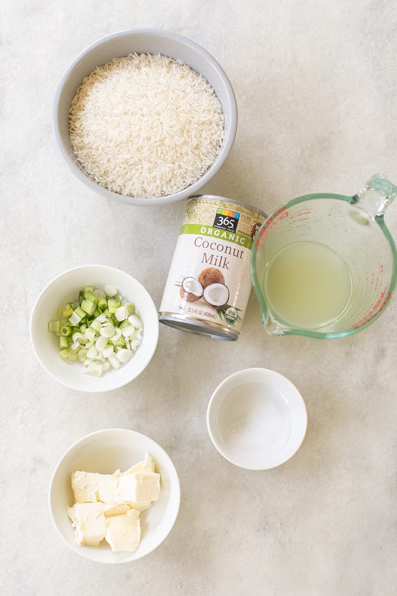 rice, lime juice, canned coconut and butter 