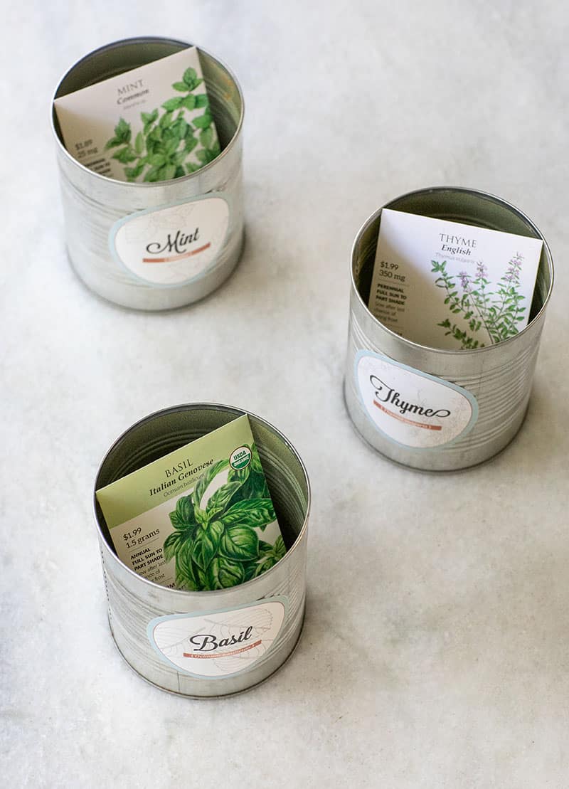 Indoor herb garden kits to give as gifts.