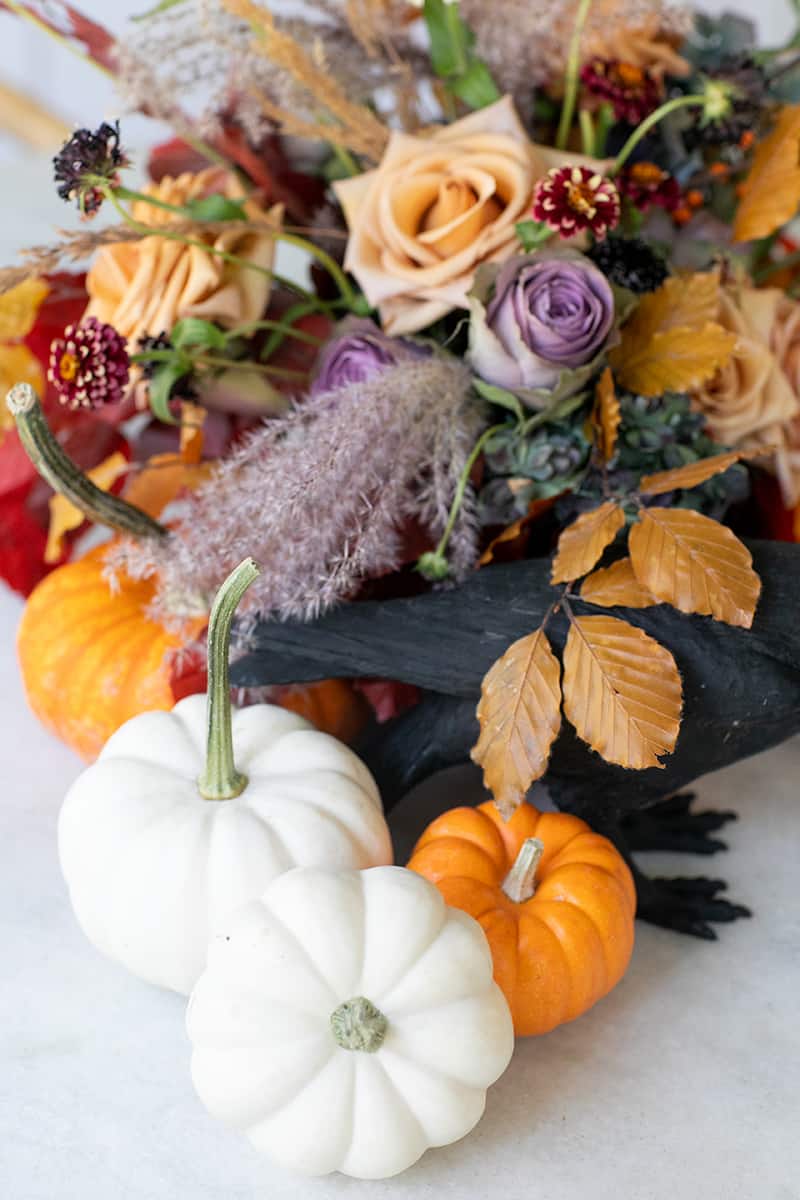 Halloween flowers and pumpkins 
