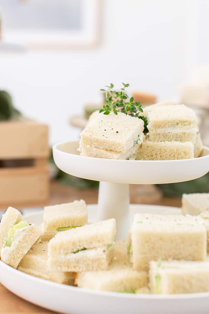 Tea party sandwiches on a modern platter