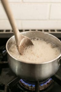 sugar boiling in a saucepan