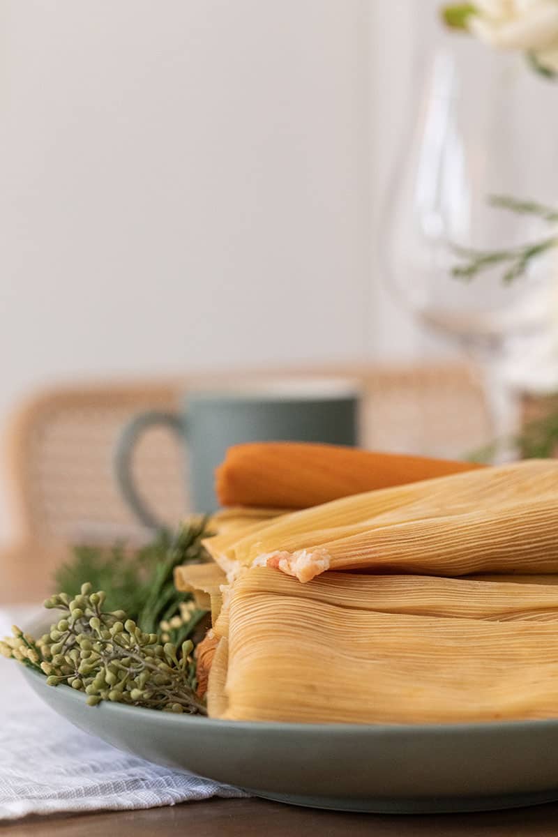 Traditional Mexican Tamales for Christmas Eve Dinner - chicken thighs