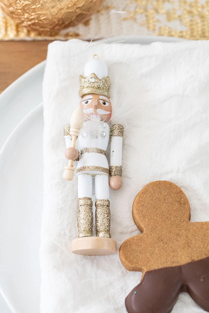 Nutcracker on a white napkin.