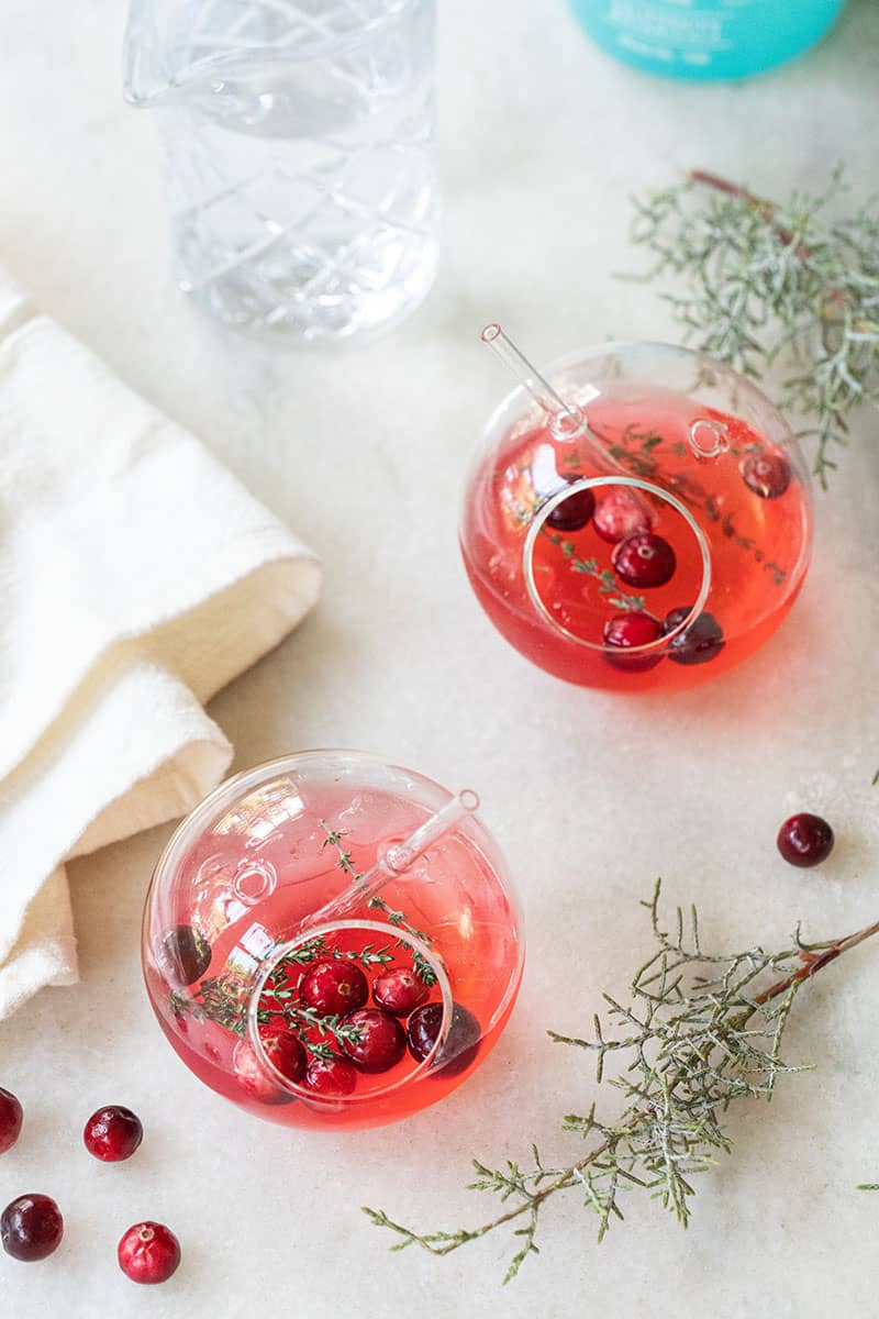 cranberry cocktail recipe in a round glass