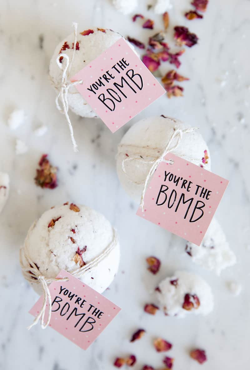 Bath bombs with dried flowers and you're the bomb printable.