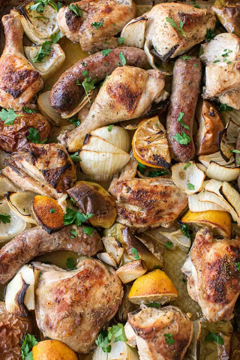 Sheet Pan Chicken and Sausage Bake Sugar and Charm